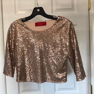 Rose Gold Sequin Crop Top
